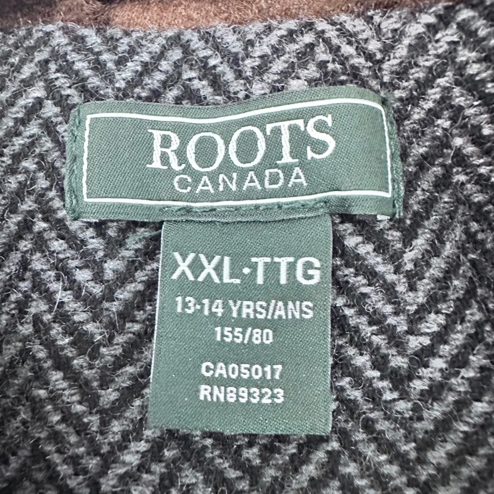 Roots‎ Canada Kids Puffer Vest Herringbone Tweed Brown Suede Patch Size XXL TTG - Picture 4 of 9